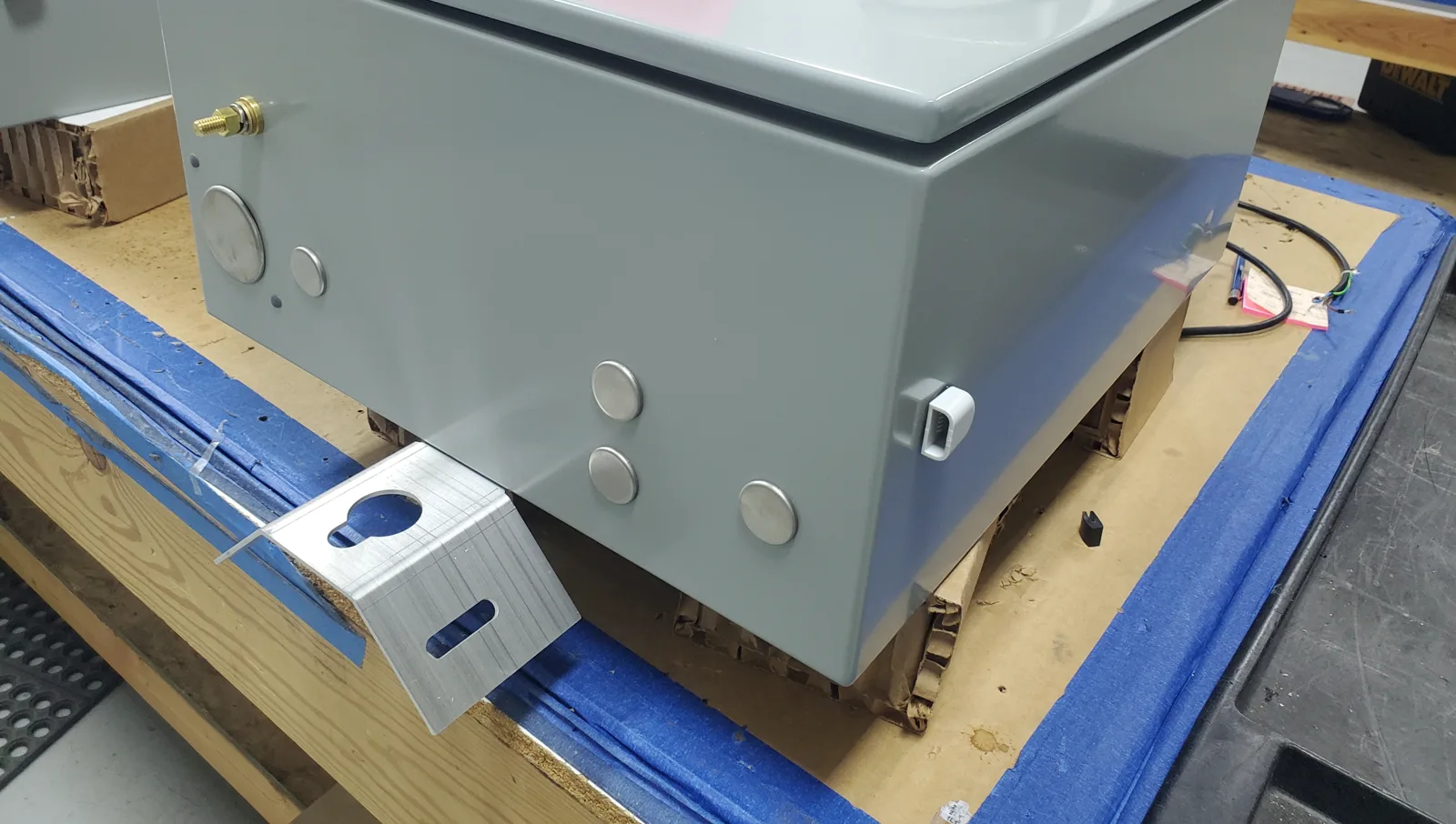 Completed heater control panel enclosure on the build bench